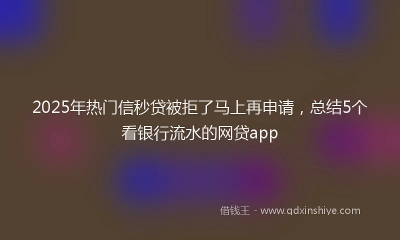 2025年热门信秒贷被拒了马上再申请，总结5个看银行流水的网贷app