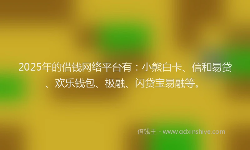 2025年的借钱网络平台有：小熊白卡、信和易贷、欢乐钱包、极融、闪贷宝易融等。