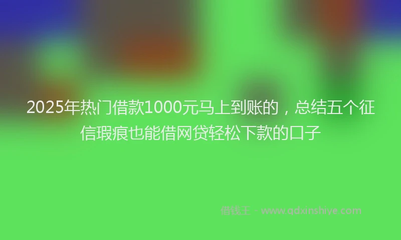 2025年热门借款1000元马上到账的，总结五个征信瑕疵也能借网贷轻松下款的口子