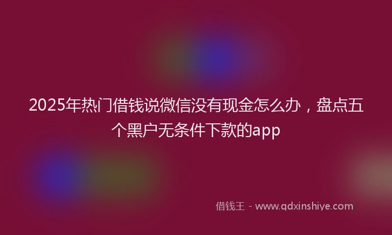 2025年热门借钱说微信没有现金怎么办，盘点五个黑户无条件下款的app