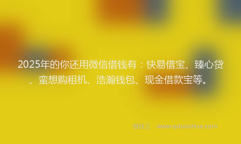 2025年的你还用微信借钱有：快易借宝、臻心贷、蛮想购租机、浩瀚钱包、现金借款宝等。