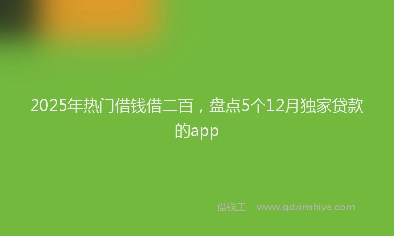 2025年热门借钱借二百，盘点5个12月独家贷款的app