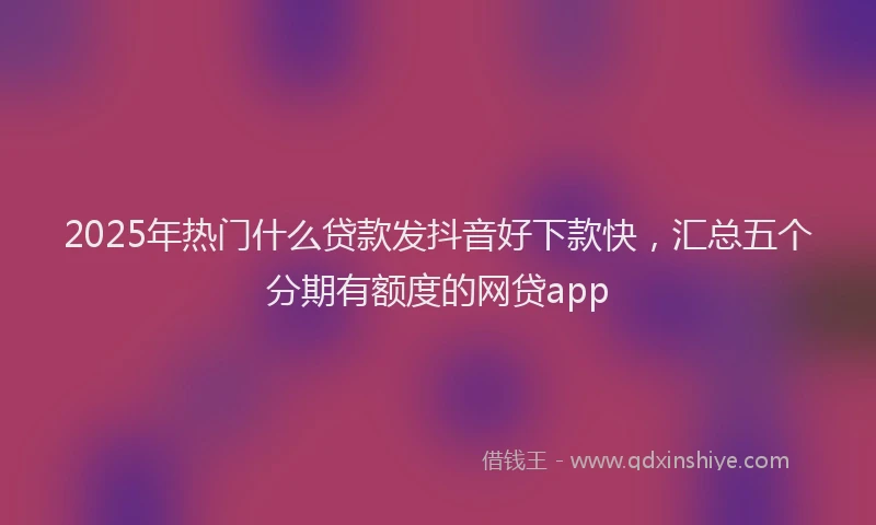 2025年热门什么贷款发抖音好下款快，汇总五个分期有额度的网贷app