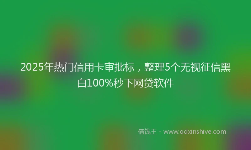 2025年热门信用卡审批标，整理5个无视征信黑白100%秒下网贷软件