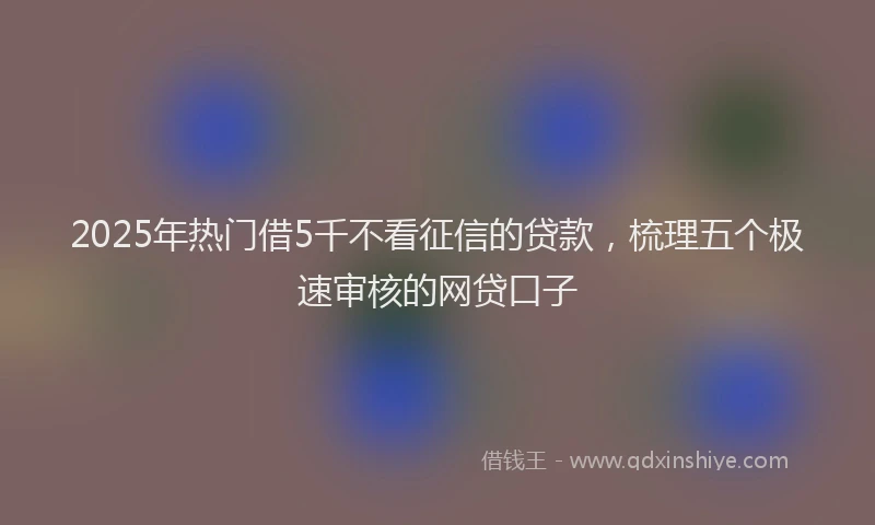 2025年热门借5千不看征信的贷款，梳理五个极速审核的网贷口子