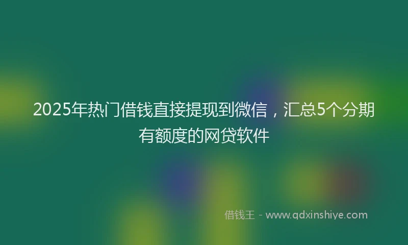2025年热门借钱直接提现到微信，汇总5个分期有额度的网贷软件