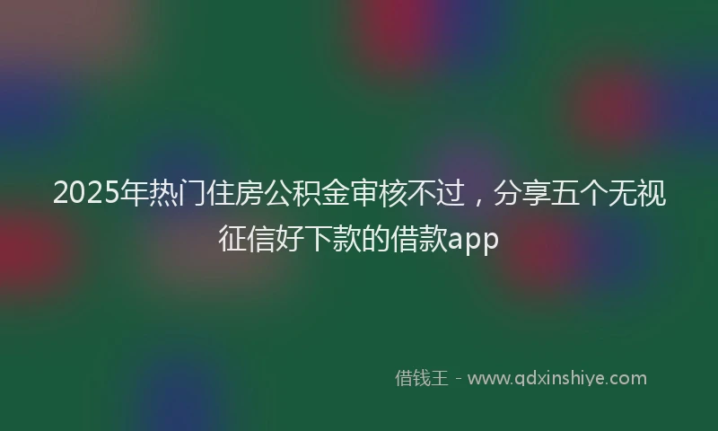 2025年热门住房公积金审核不过，分享五个无视征信好下款的借款app