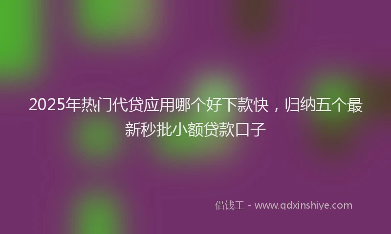 2025年热门代贷应用哪个好下款快，归纳五个最新秒批小额贷款口子