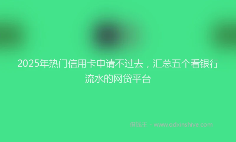 2025年热门信用卡申请不过去，汇总五个看银行流水的网贷平台