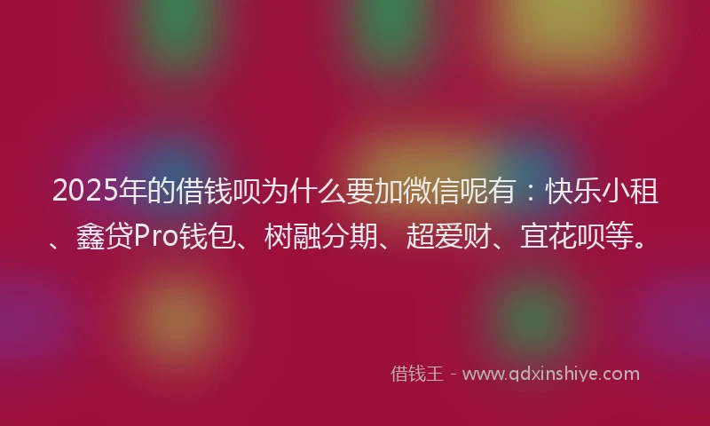 2025年的借钱呗为什么要加微信呢有：快乐小租、鑫贷Pro钱包、树融分期、超爱财、宜花呗等。