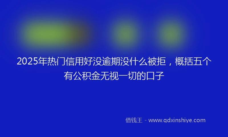 2025年热门信用好没逾期没什么被拒，概括五个有公积金无视一切的口子