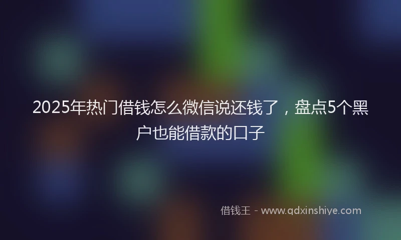 2025年热门借钱怎么微信说还钱了，盘点5个黑户也能借款的口子