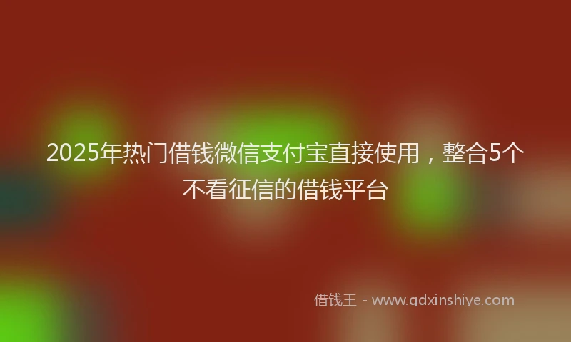 2025年热门借钱微信支付宝直接使用，整合5个不看征信的借钱平台