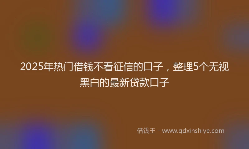 2025年热门借钱不看征信的口子，整理5个无视黑白的最新贷款口子