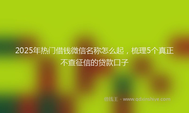 2025年热门借钱微信名称怎么起，梳理5个真正不查征信的贷款口子