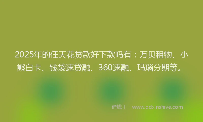 2025年的任天花贷款好下款吗有：万贝租物、小熊白卡、钱袋速贷融、360速融、玛瑙分期等。