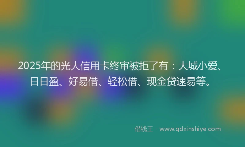 2025年的光大信用卡终审被拒了有：大城小爱、日日盈、好易借、轻松借、现金贷速易等。