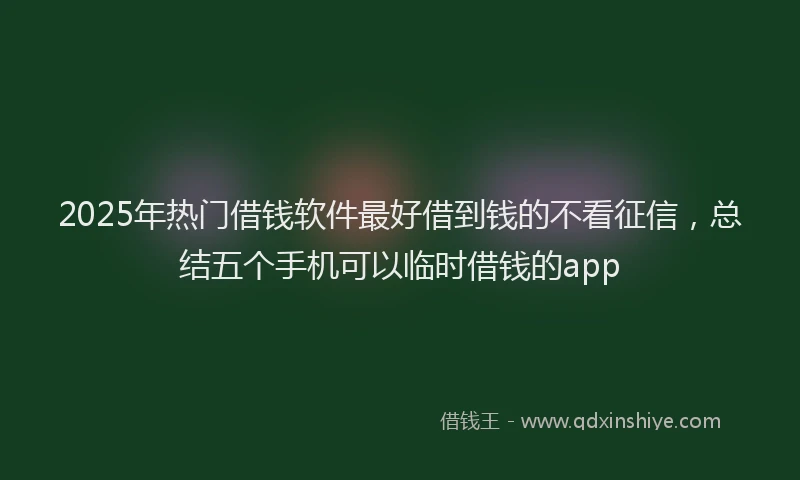2025年热门借钱软件最好借到钱的不看征信，总结五个手机可以临时借钱的app