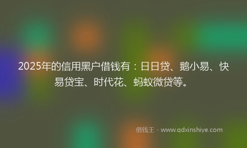2025年的信用黑户借钱有：日日贷、鹅小易、快易贷宝、时代花、蚂蚁微贷等。