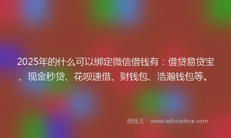 2025年的什么可以绑定微信借钱有：借贷易贷宝、现金秒贷、花呗速借、财钱包、浩瀚钱包等。