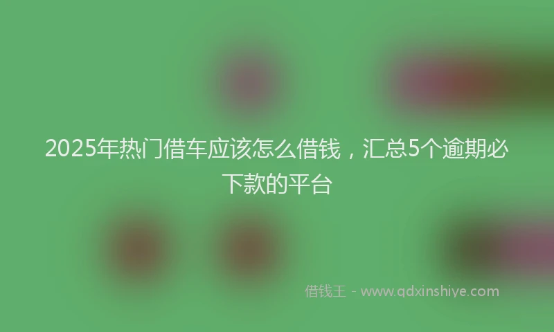 2025年热门借车应该怎么借钱，汇总5个逾期必下款的平台