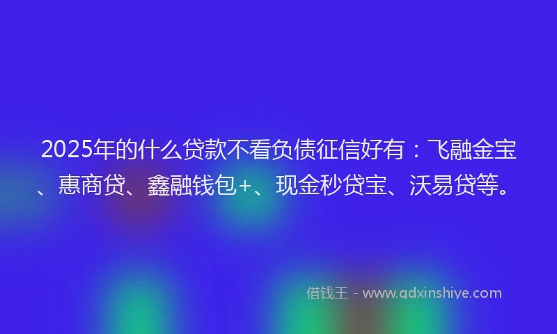 2025年的什么贷款不看负债征信好有：飞融金宝、惠商贷、鑫融钱包+、现金秒贷宝、沃易贷等。