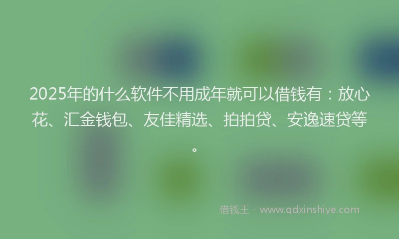 2025年的什么软件不用成年就可以借钱有：放心花、汇金钱包、友佳精选、拍拍贷、安逸速贷等。