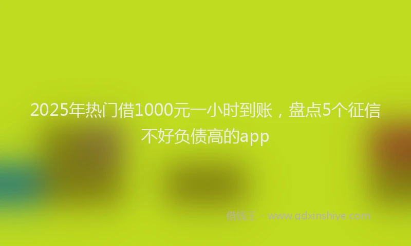 2025年热门借1000元一小时到账，盘点5个征信不好负债高的app