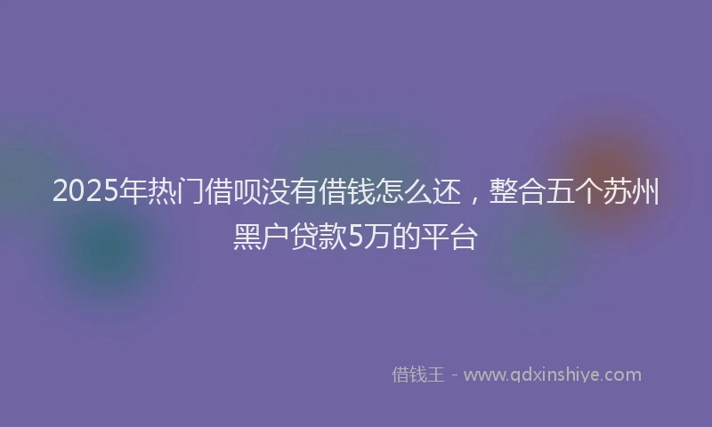 2025年热门借呗没有借钱怎么还，整合五个苏州黑户贷款5万的平台