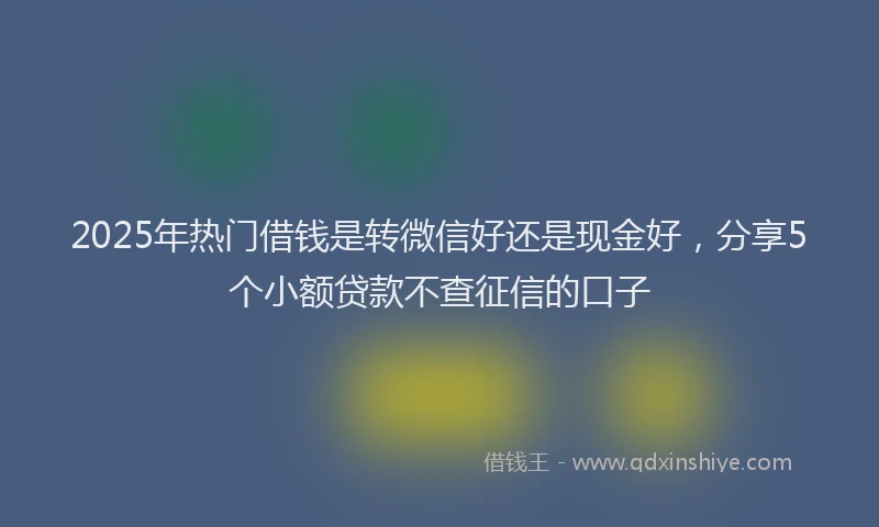 2025年热门借钱是转微信好还是现金好，分享5个小额贷款不查征信的口子