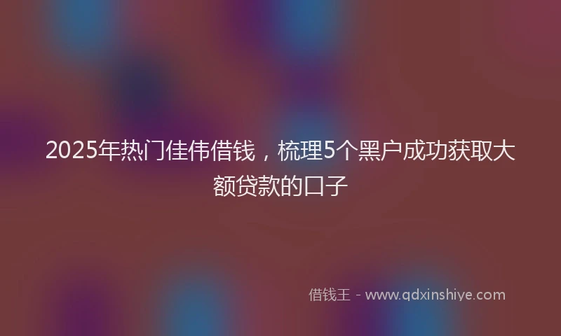 2025年热门佳伟借钱，梳理5个黑户成功获取大额贷款的口子