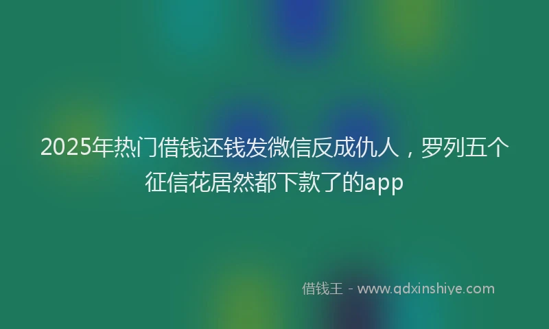 2025年热门借钱还钱发微信反成仇人，罗列五个征信花居然都下款了的app