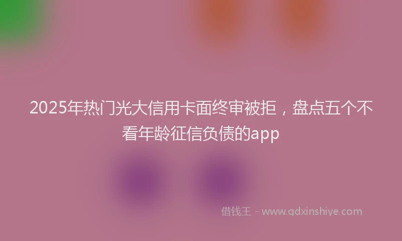 2025年热门光大信用卡面终审被拒，盘点五个不看年龄征信负债的app