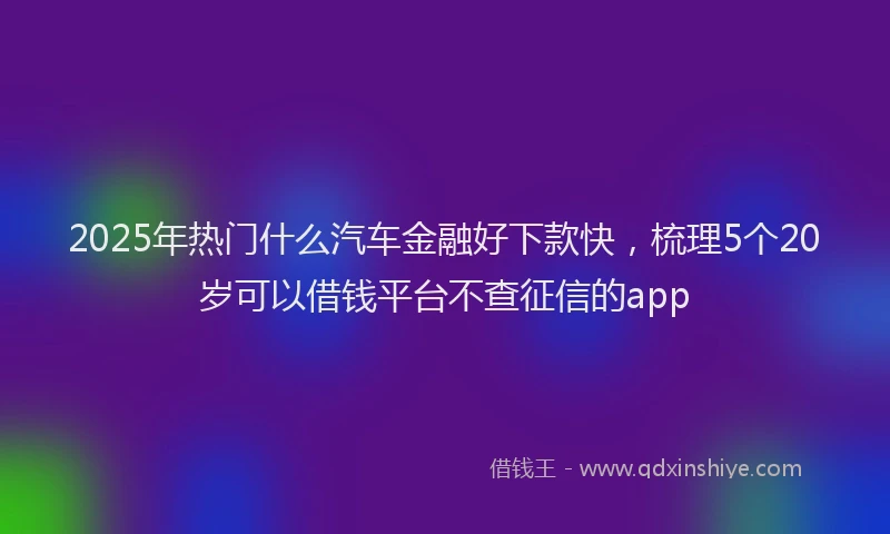 2025年热门什么汽车金融好下款快，梳理5个20岁可以借钱平台不查征信的app