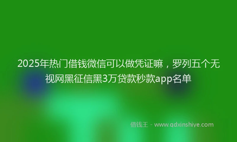 2025年热门借钱微信可以做凭证嘛，罗列五个无视网黑征信黑3万贷款秒款app名单