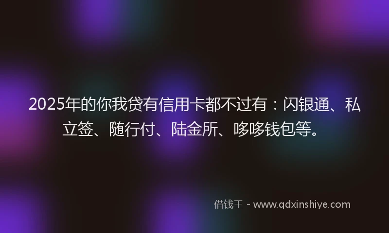2025年的你我贷有信用卡都不过有：闪银通、私立签、随行付、陆金所、哆哆钱包等。