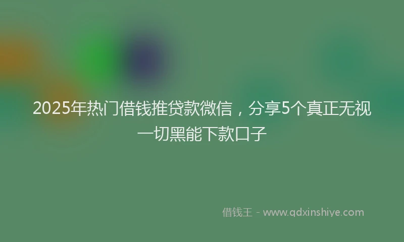 2025年热门借钱推贷款微信，分享5个真正无视一切黑能下款口子