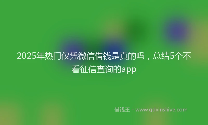2025年热门仅凭微信借钱是真的吗，总结5个不看征信查询的app