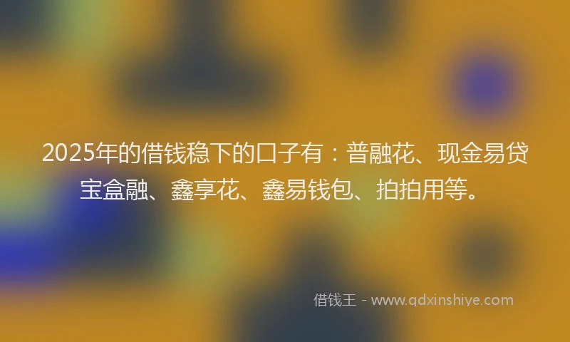 2025年的借钱稳下的口子有：普融花、现金易贷宝盒融、鑫享花、鑫易钱包、拍拍用等。