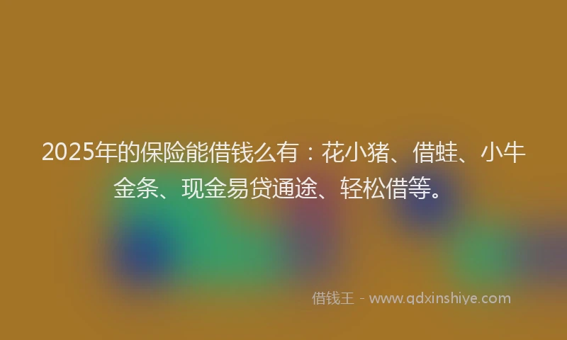 2025年的保险能借钱么有：花小猪、借蛙、小牛金条、现金易贷通途、轻松借等。