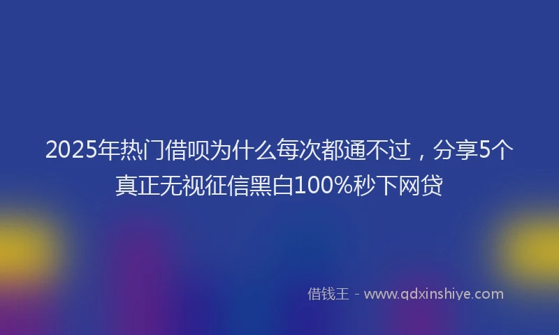2025年热门借呗为什么每次都通不过，分享5个真正无视征信黑白100%秒下网贷