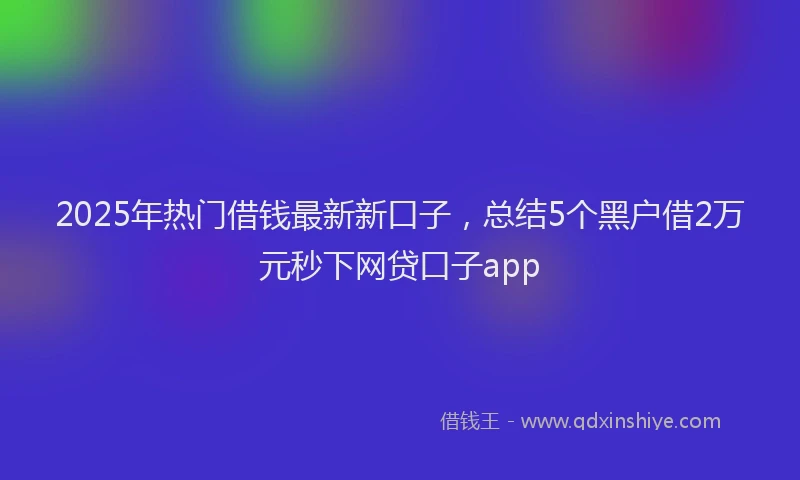 2025年热门借钱最新新口子，总结5个黑户借2万元秒下网贷口子app
