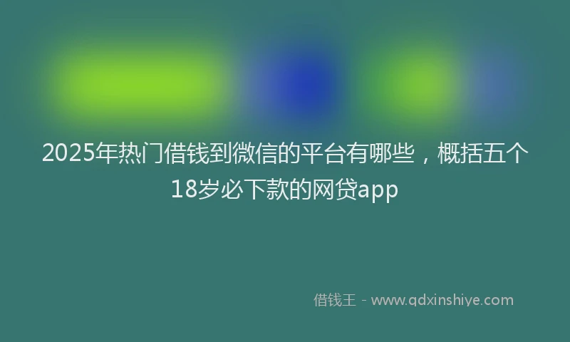 2025年热门借钱到微信的平台有哪些，概括五个18岁必下款的网贷app