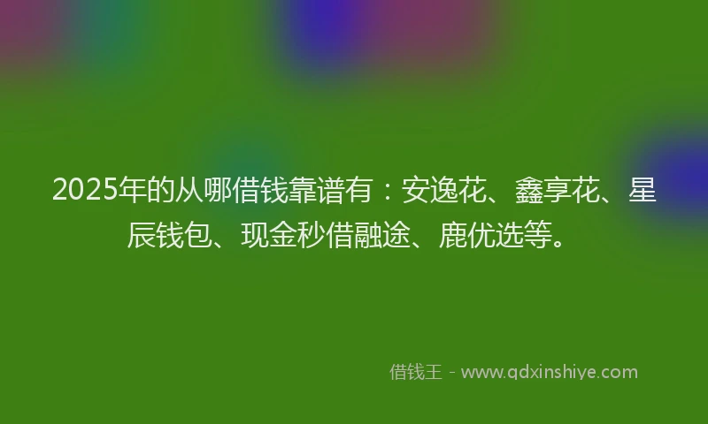 2025年的从哪借钱靠谱有：安逸花、鑫享花、星辰钱包、现金秒借融途、鹿优选等。