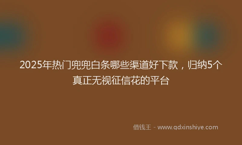 2025年热门兜兜白条哪些渠道好下款，归纳5个真正无视征信花的平台
