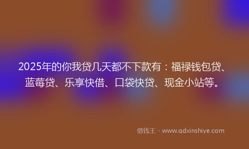 2025年的你我贷几天都不下款有：福禄钱包贷、蓝莓贷、乐享快借、口袋快贷、现金小站等。