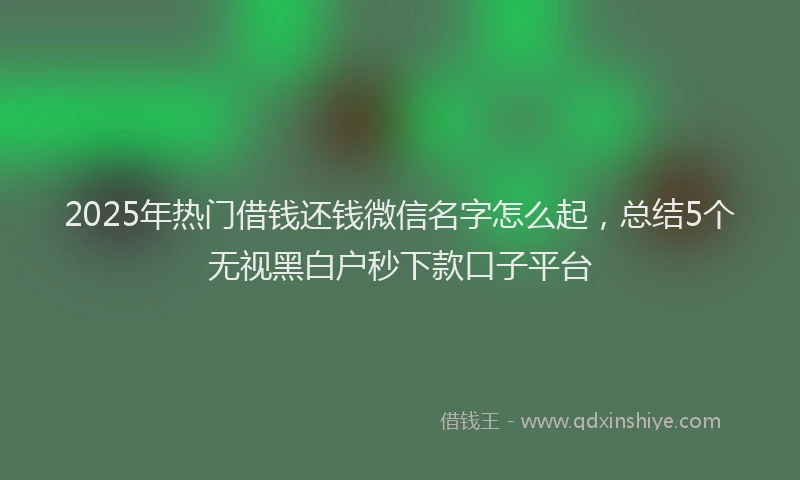 2025年热门借钱还钱微信名字怎么起，总结5个无视黑白户秒下款口子平台