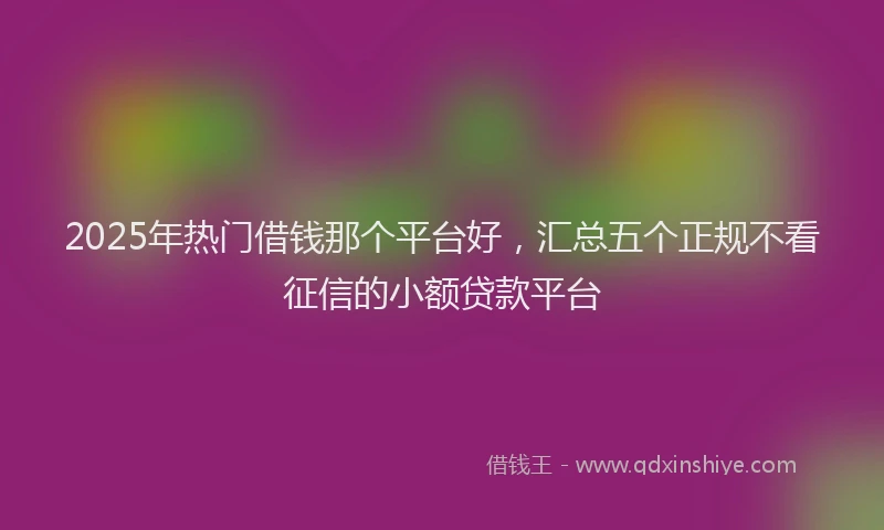 2025年热门借钱那个平台好，汇总五个正规不看征信的小额贷款平台