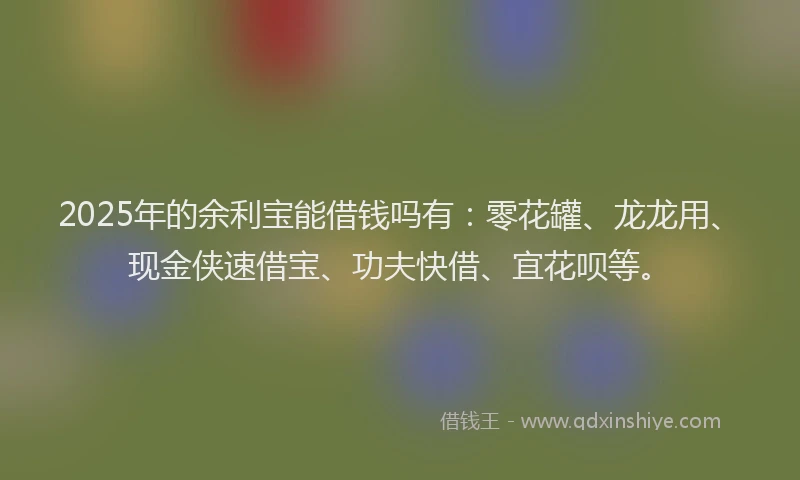 2025年的余利宝能借钱吗有：零花罐、龙龙用、现金侠速借宝、功夫快借、宜花呗等。