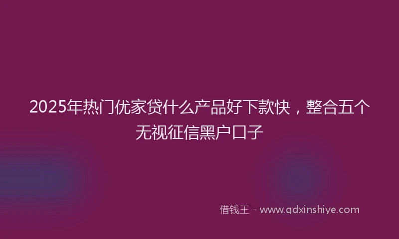 2025年热门优家贷什么产品好下款快，整合五个无视征信黑户口子
